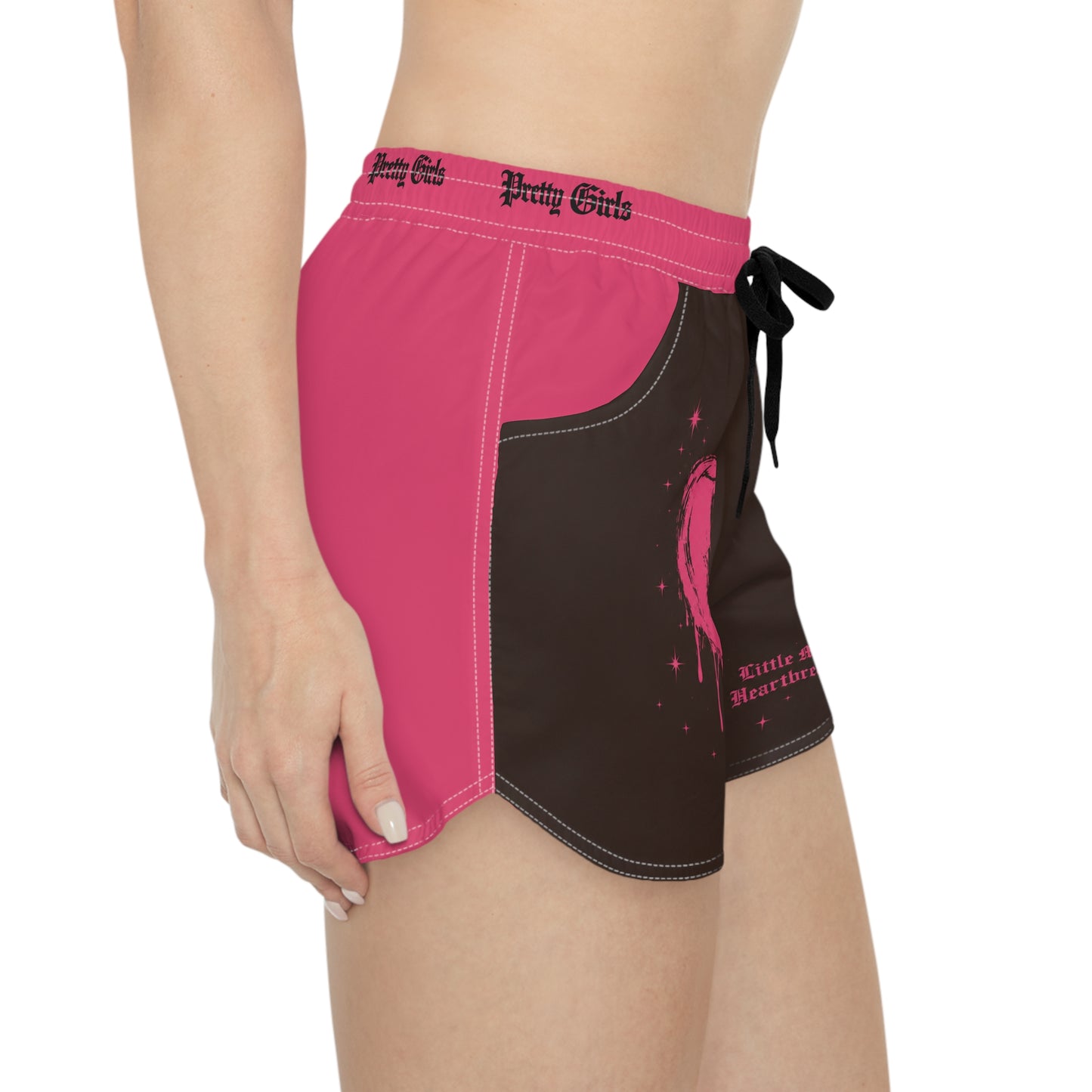 Heartbreaker Graphic Shorts — Pink & Black Women's Casual Lounge Shorts