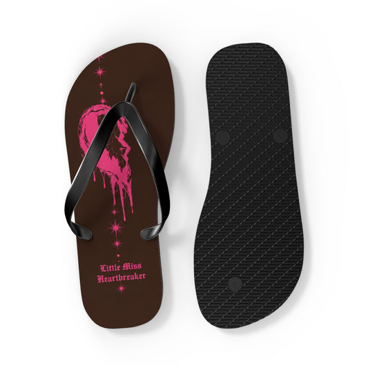 Heartbreaker Flip Flops — Pink Drip Heart Beach Sandals