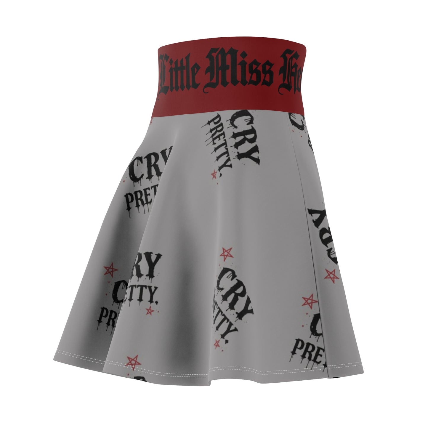Skater Skirt — “Cry Pretty” Gothic Heart Print