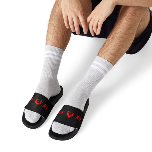 Men's Removable-Strap Slide Sandals — Black Neon Tie-Dye Pool & Beach Slides