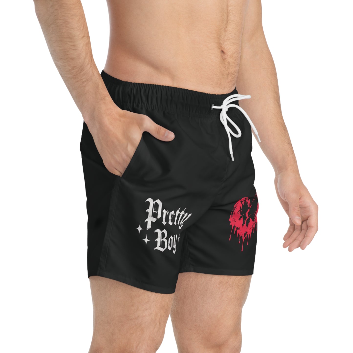 Pretty Boy Swim Trunks — Gothic Dripping Heart Beach Shorts