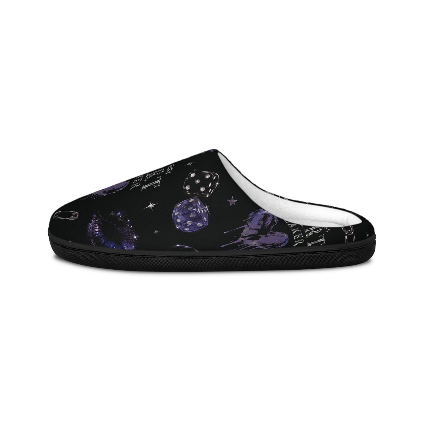 Men's Indoor Slippers — Purple Heartbeat Pattern Cozy House Slippers