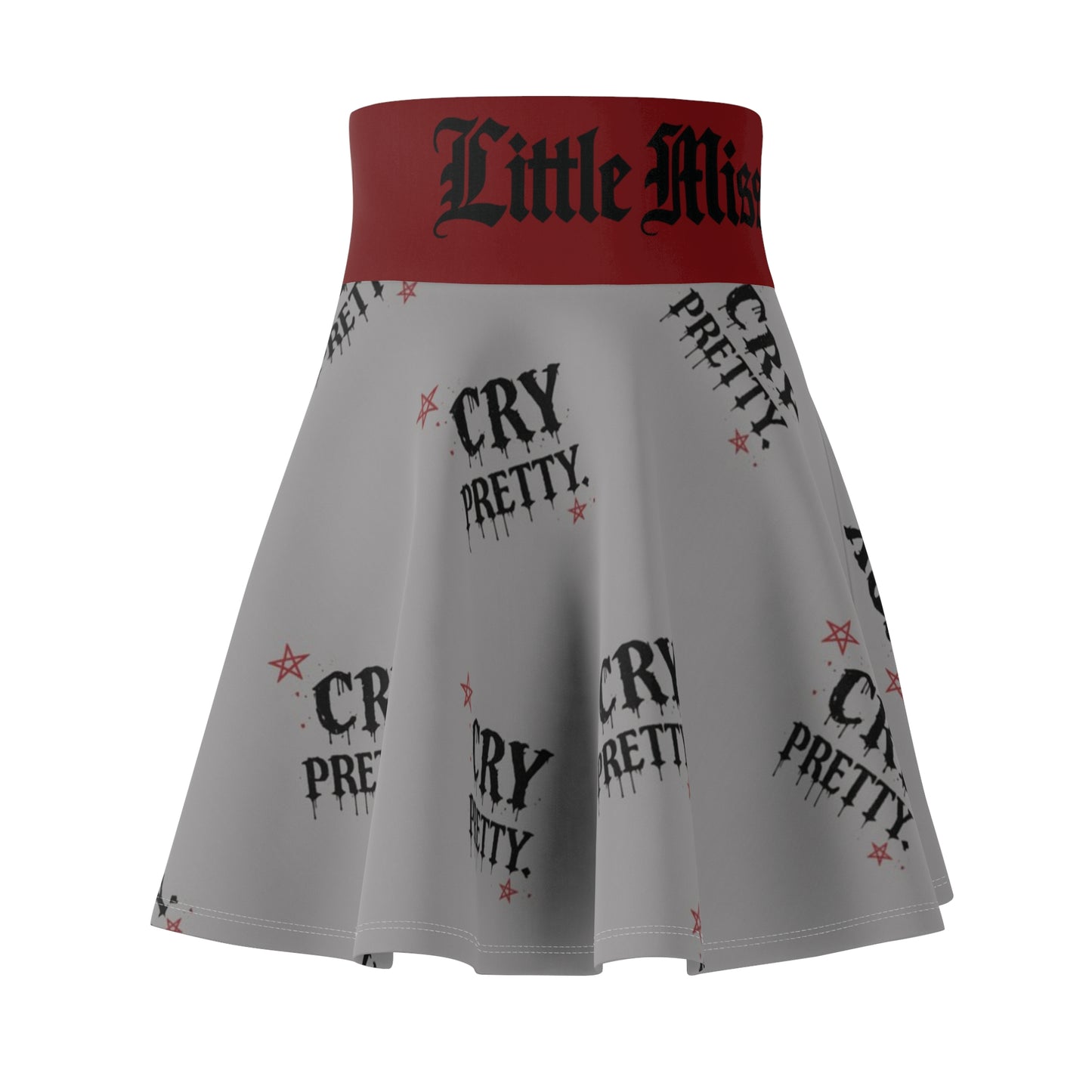Skater Skirt — “Cry Pretty” Gothic Heart Print