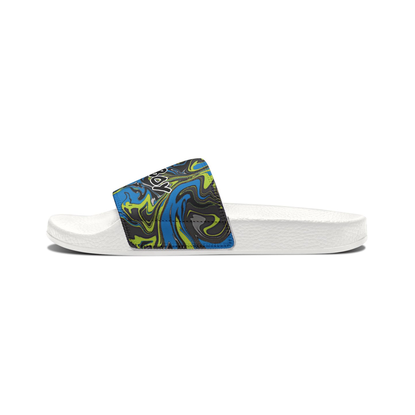 Slide Sandals — White Removable‑Strap Slides with 'Pretty Boy' Text