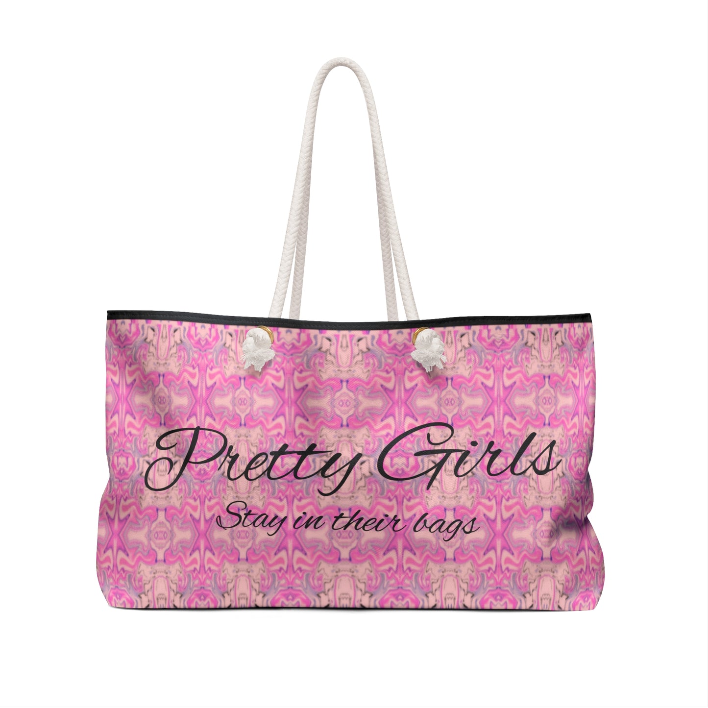 Pink Kaleidoscope Weekender Bag — Floral Boho Travel Tote for Weekend Getaways