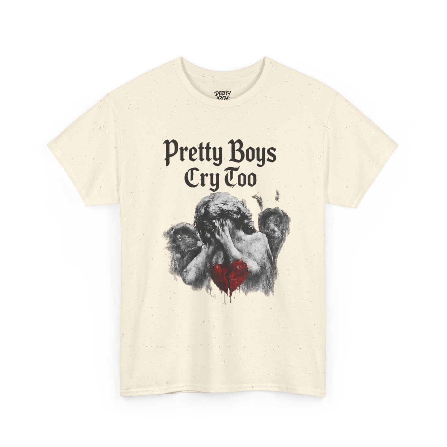 Pretty Boys Cry Too Tee - Gothic Angel Heart Graphic T-Shirt