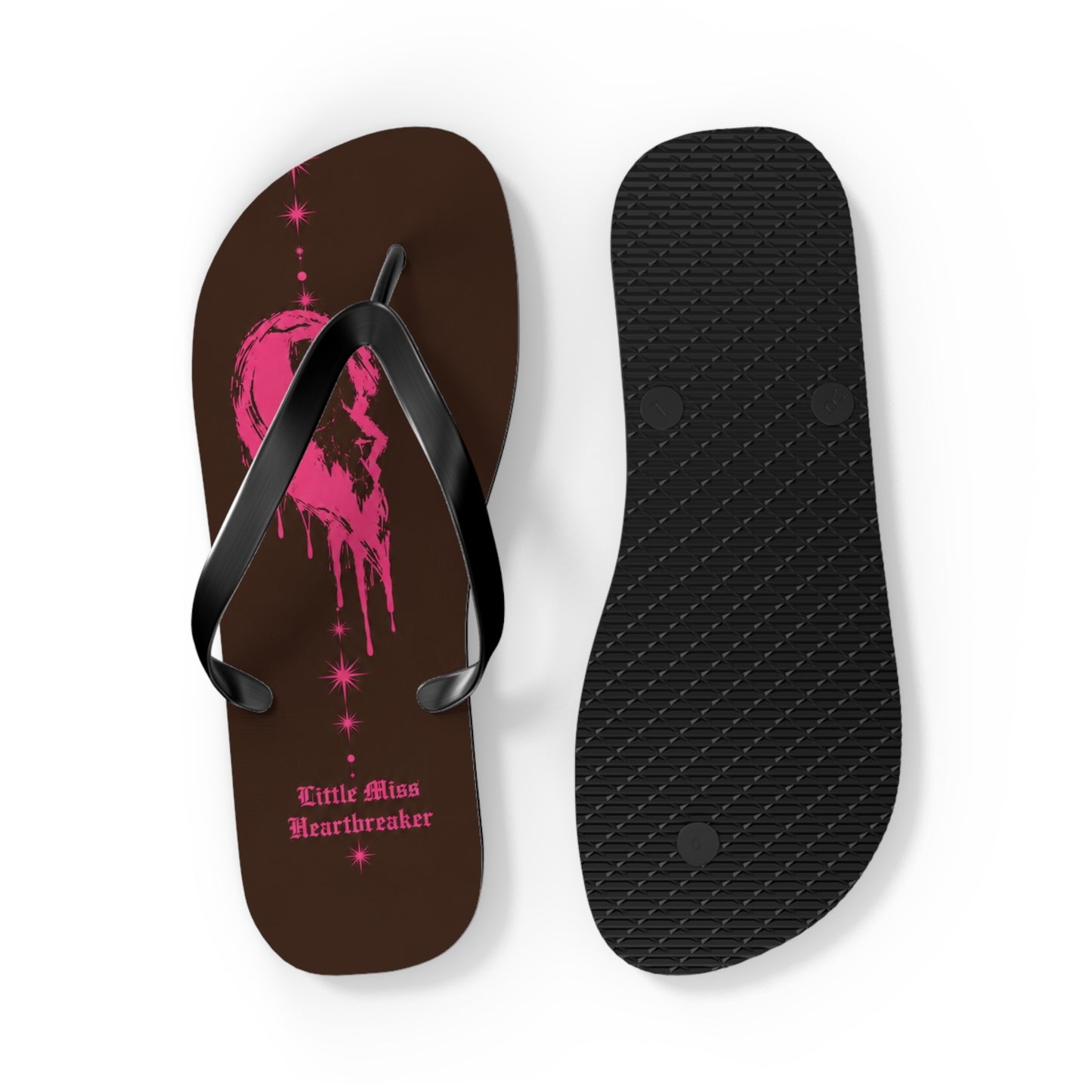 Heartbreaker Flip Flops — Pink Drip Heart Beach Sandals