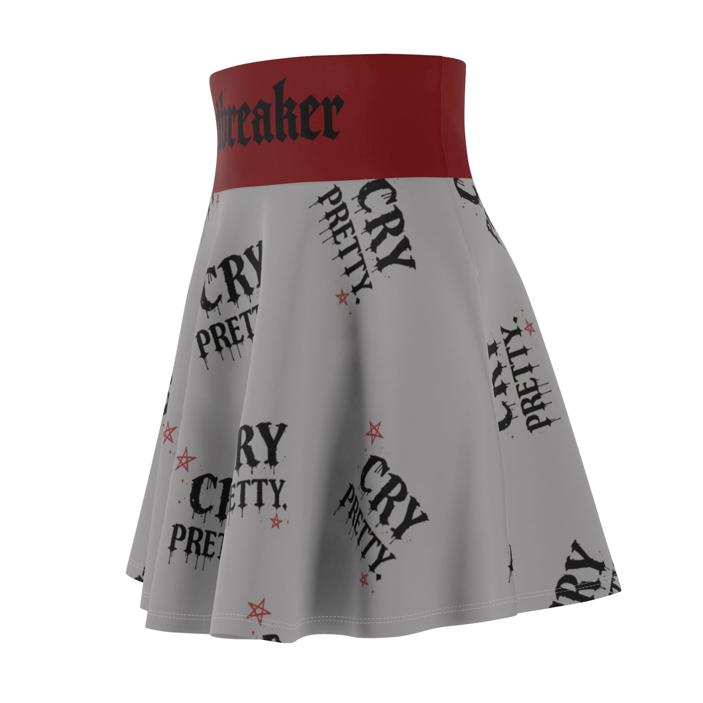 Skater Skirt — “Cry Pretty” Gothic Heart Print