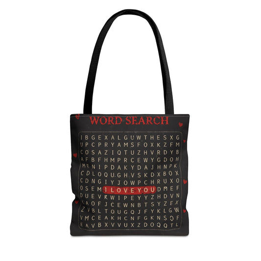 I Love You Word Search Tote Bag — Valentine’s Day Romantic Gift Tote