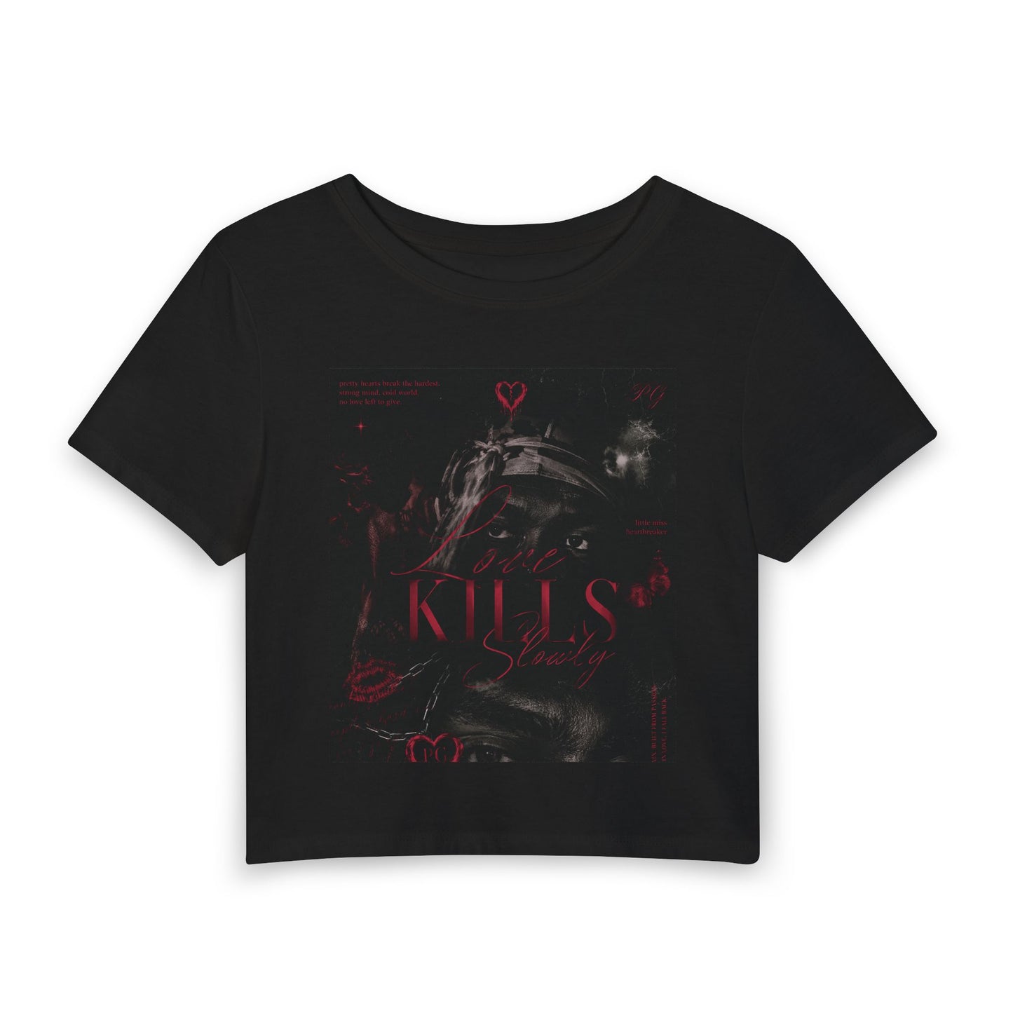 Women's Baby Tee — Gothic Heart Graphic Crop Top (Kills Design)