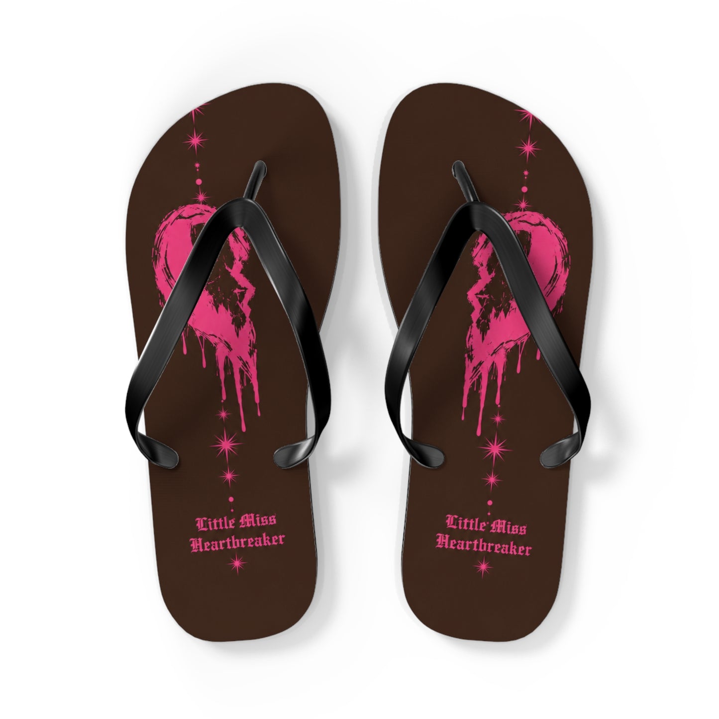 Heartbreaker Flip Flops — Pink Drip Heart Beach Sandals
