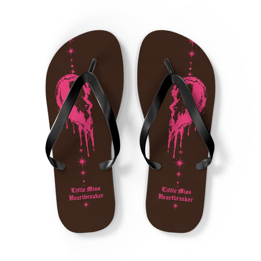 Heartbreaker Flip Flops — Pink Drip Heart Beach Sandals