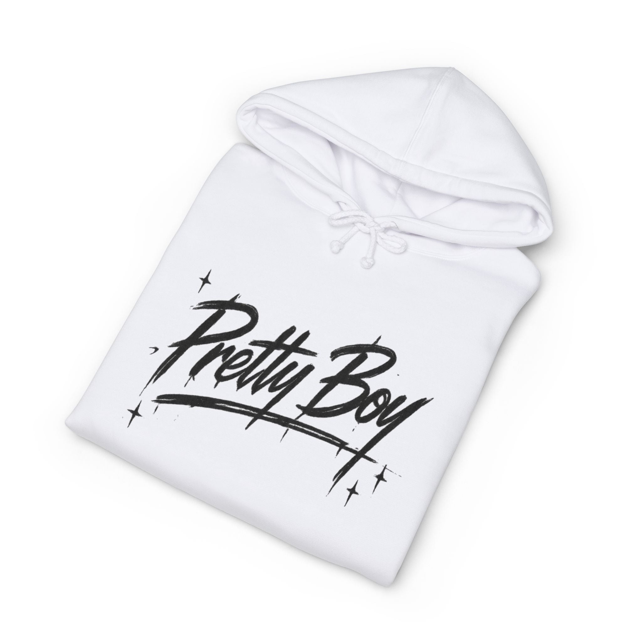 Pretty Boy Hoodie — Retro Script Sparkle Graphic Hooded Sweatshirt