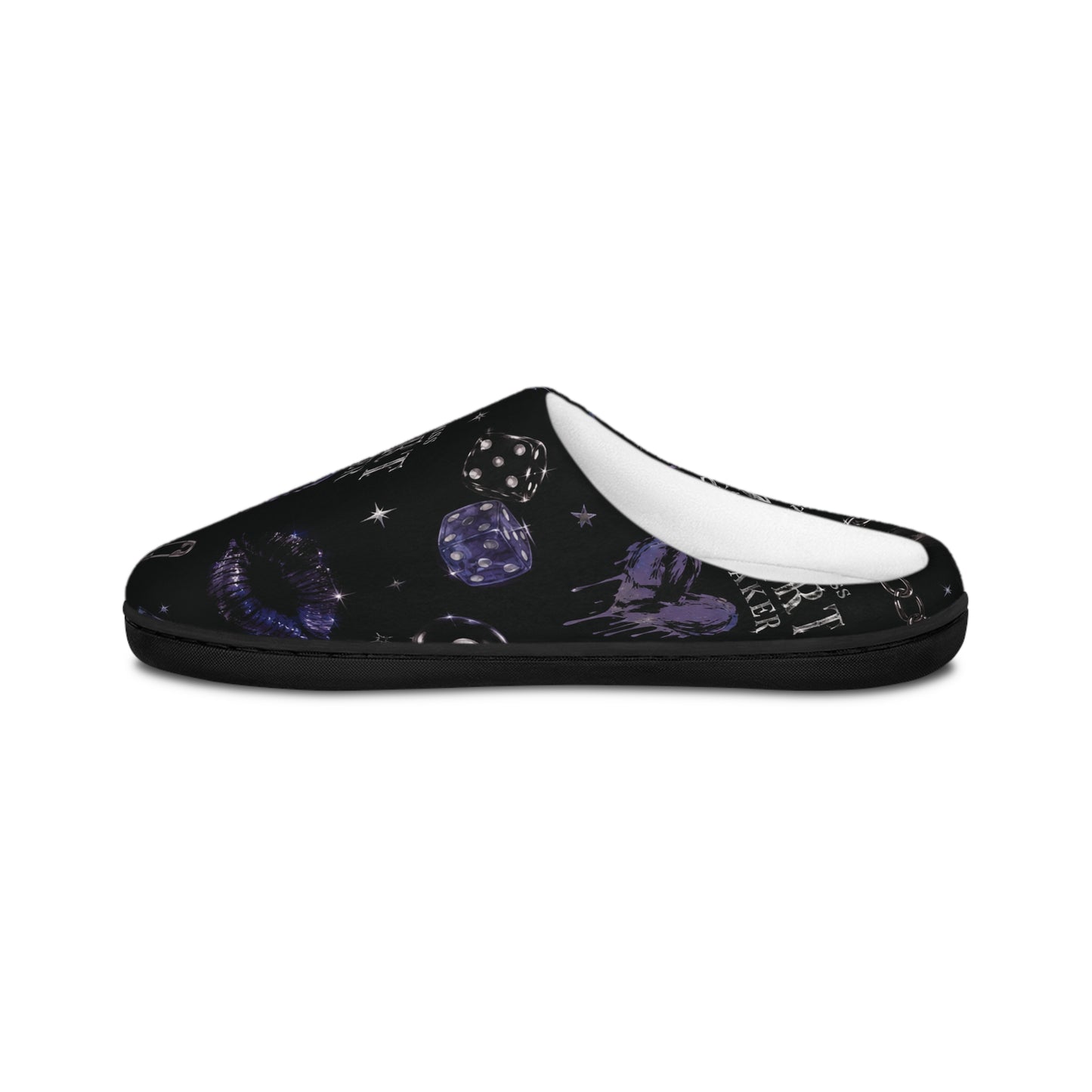Men's Indoor Slippers — Purple Heartbeat Pattern Cozy House Slippers