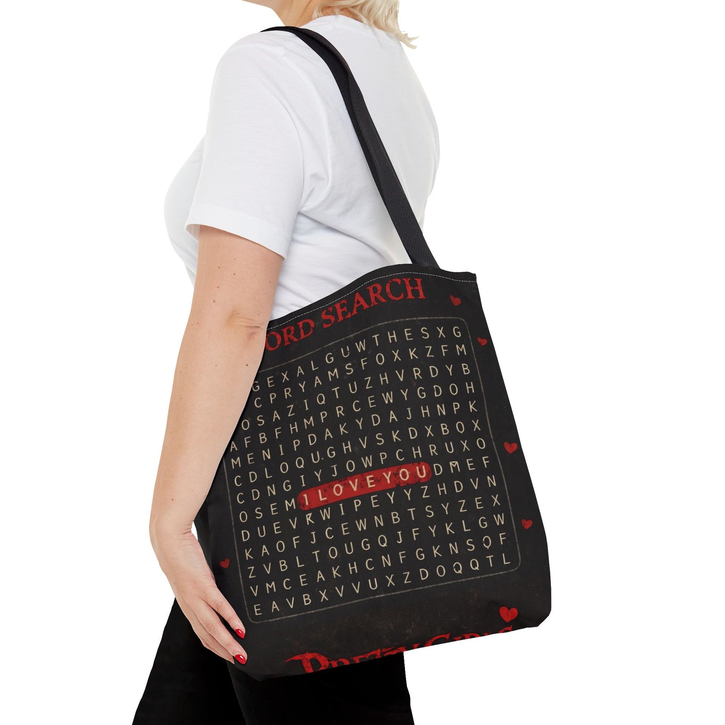I Love You Word Search Tote Bag — Valentine’s Day Romantic Gift Tote