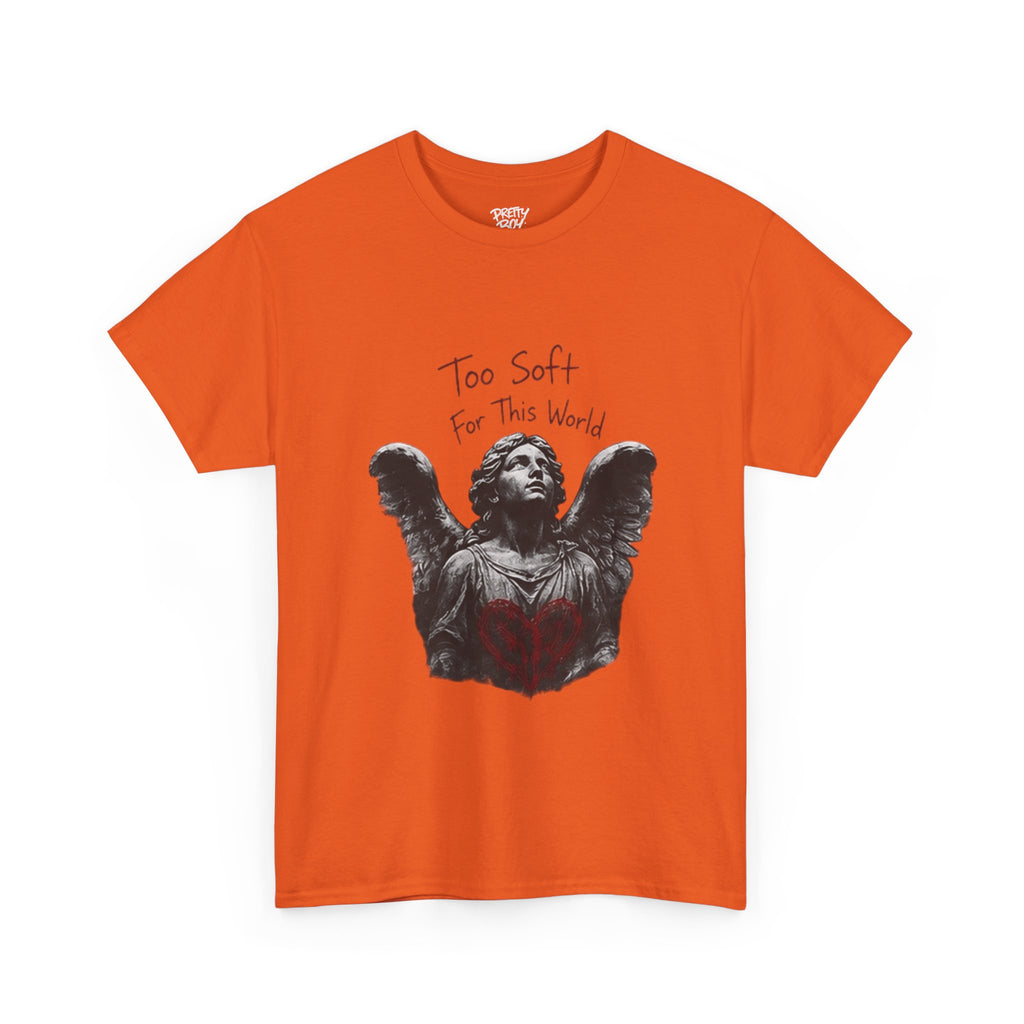 T-Shirt — 'Too Soft For This World' Angel Statue Graphic Tee
