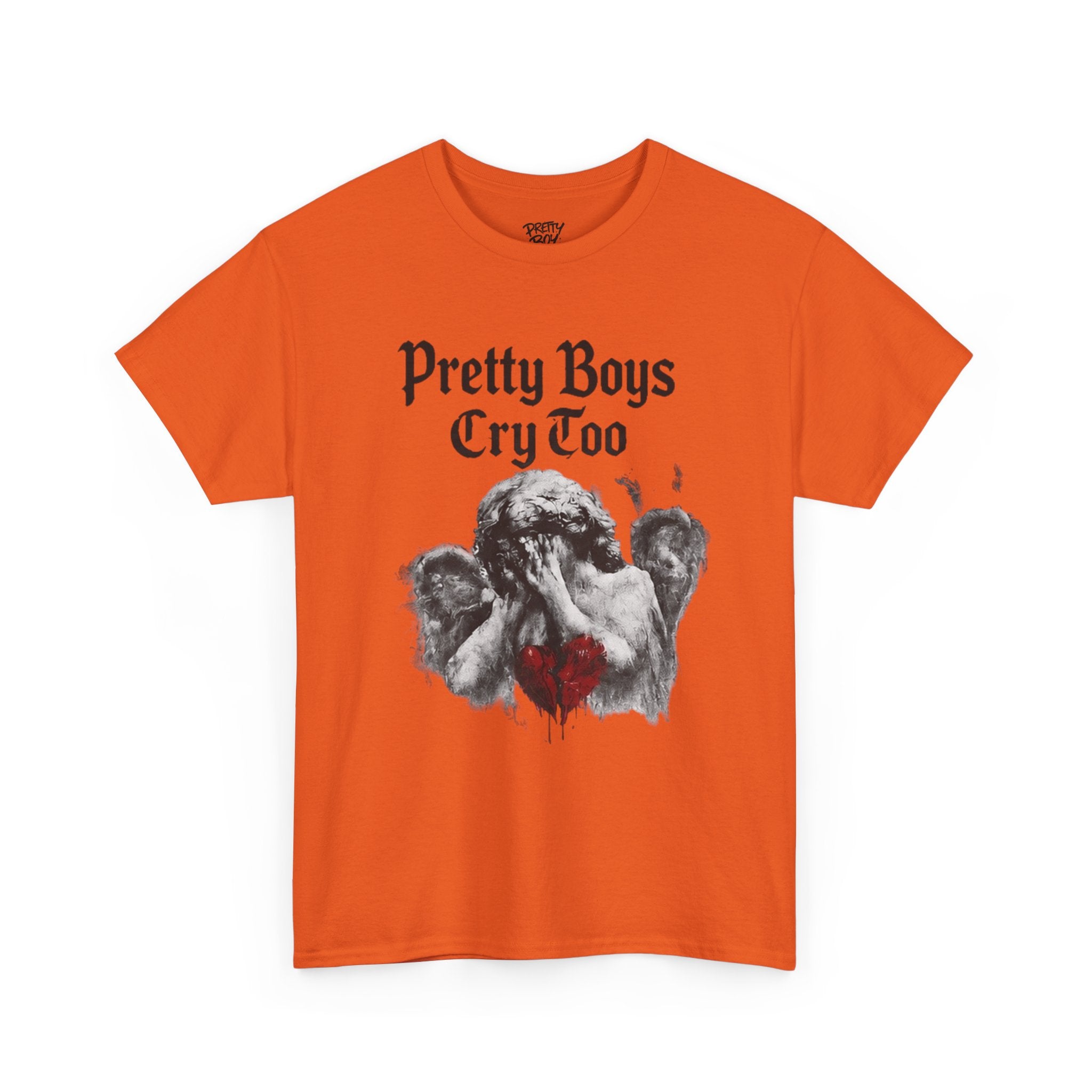 Pretty Boys Cry Too Tee - Gothic Angel Heart Graphic T-Shirt