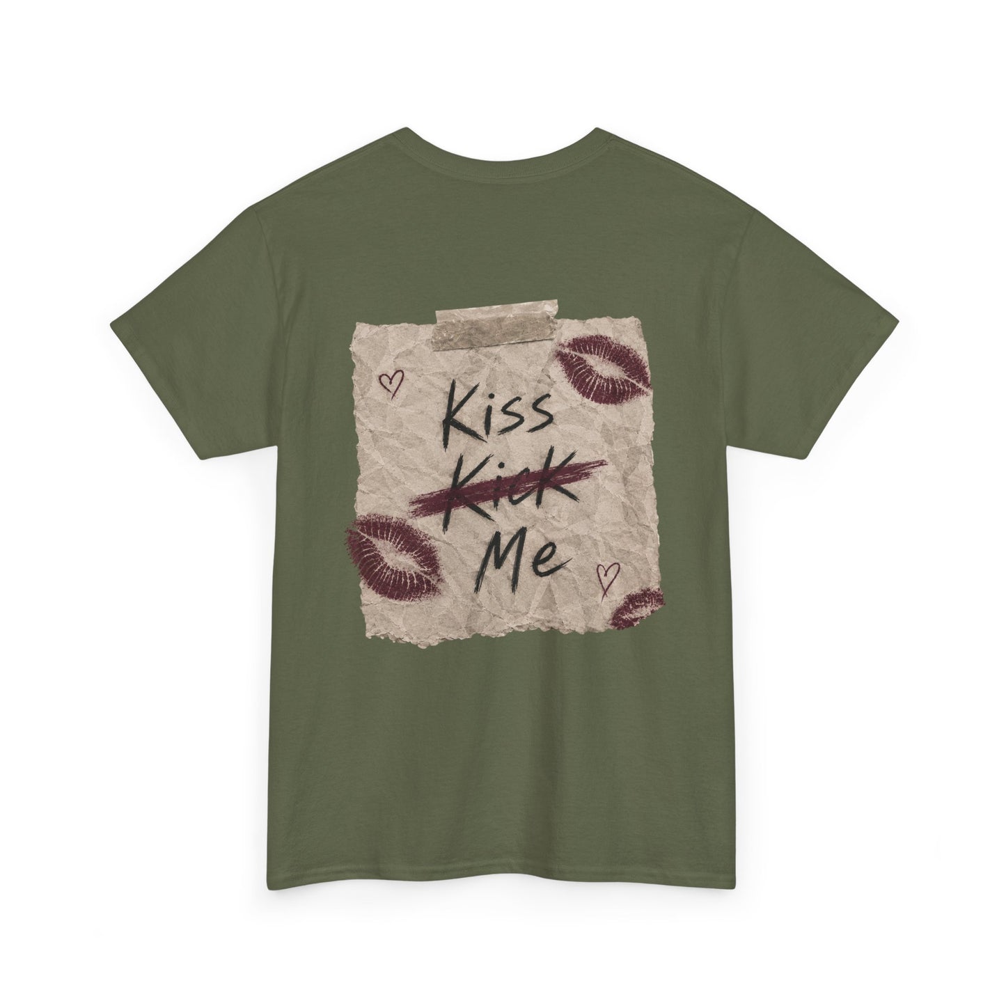 Kiss Me Tee — Romantic Lip Print Graphic T-Shirt
