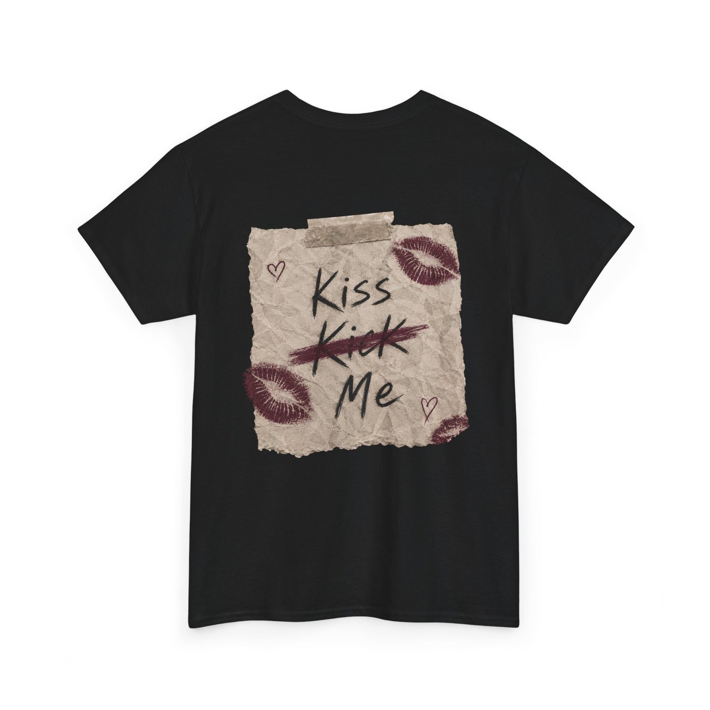 Kiss Me Tee — Romantic Lip Print Graphic T-Shirt