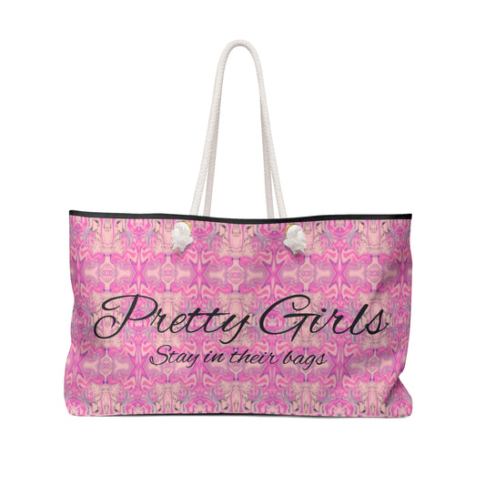 Pink Kaleidoscope Weekender Bag — Floral Boho Travel Tote for Weekend Getaways