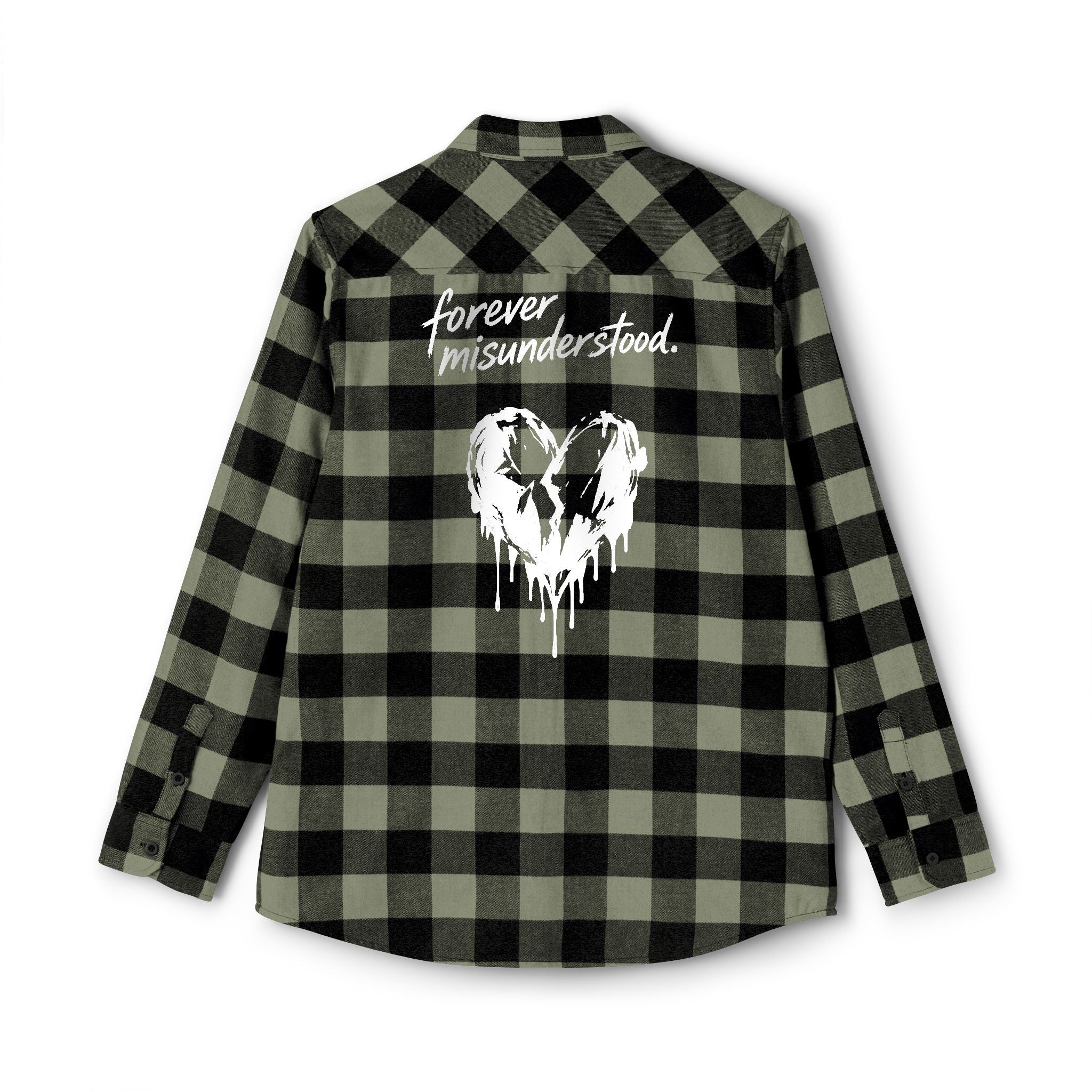 Flannel Shirt — "Walk Alone, Stand Tall" Graphic Plaid Button-Up
