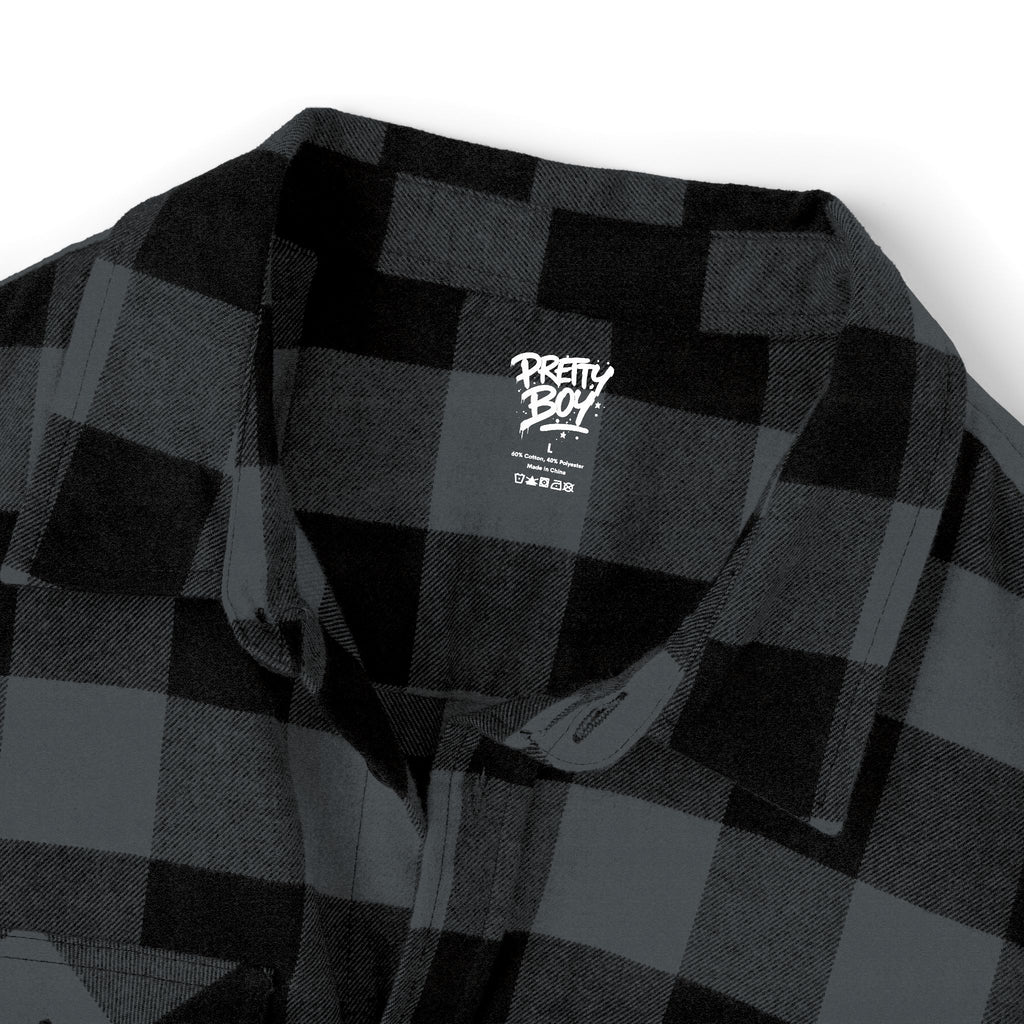 Flannel Shirt — "Walk Alone, Stand Tall" Graphic Plaid Button-Up