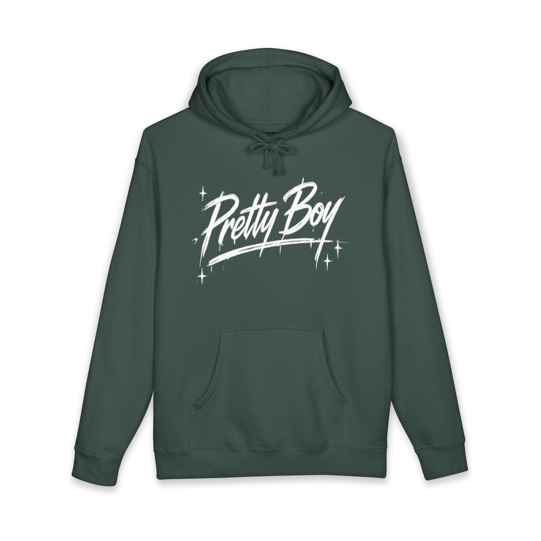 Pretty Boy Hoodie — Retro Script Sparkle Graphic Hooded Sweatshirt