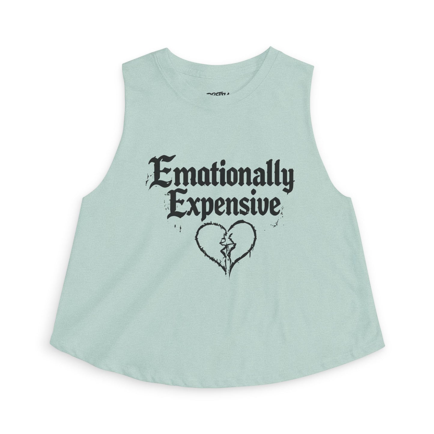 Emotionally Expensive Crop Top — Women's Graphic Tank with Broken Heart