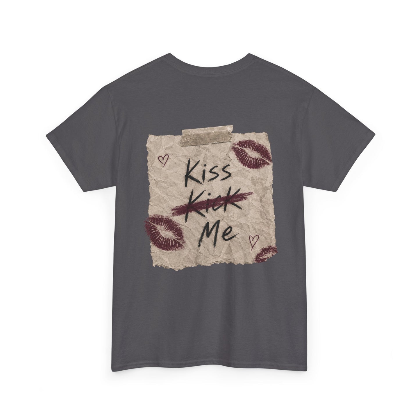 Kiss Me Tee — Romantic Lip Print Graphic T-Shirt