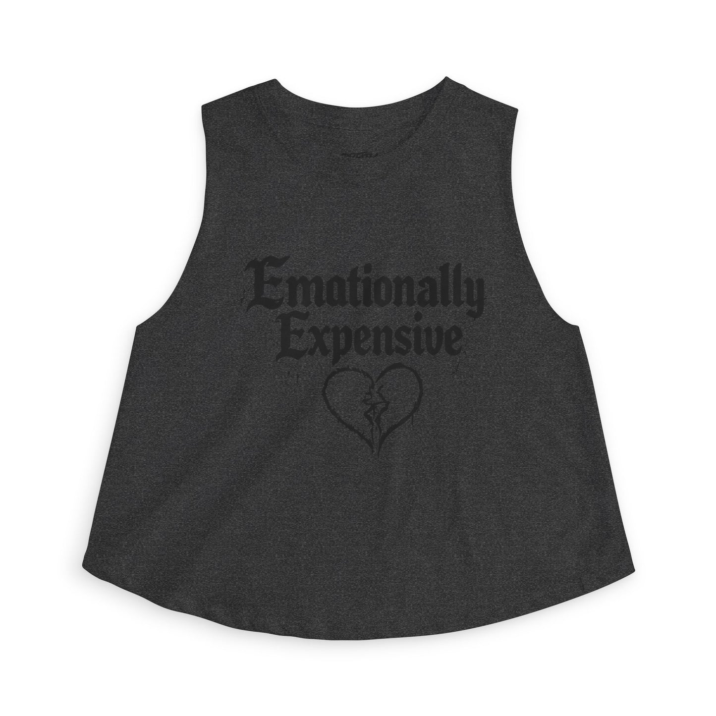 Emotionally Expensive Crop Top — Women's Graphic Tank with Broken Heart