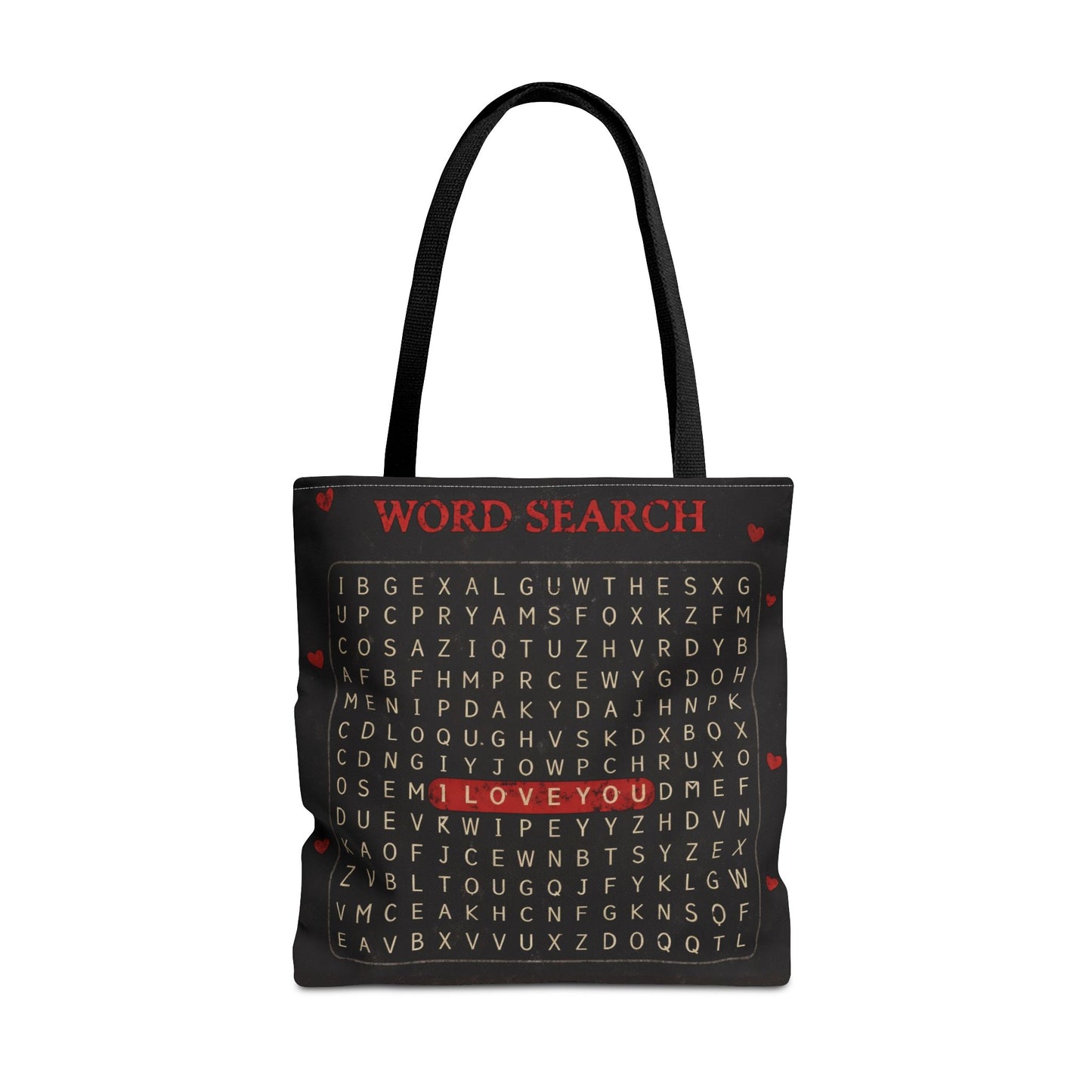 I Love You Word Search Tote Bag — Valentine’s Day Romantic Gift Tote