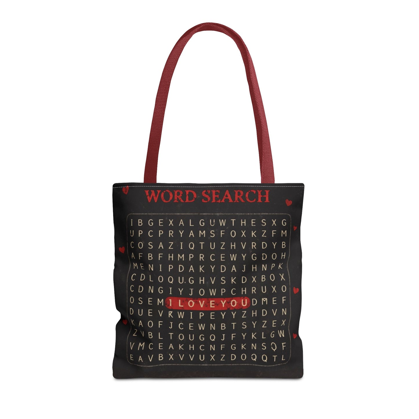I Love You Word Search Tote Bag — Valentine’s Day Romantic Gift Tote