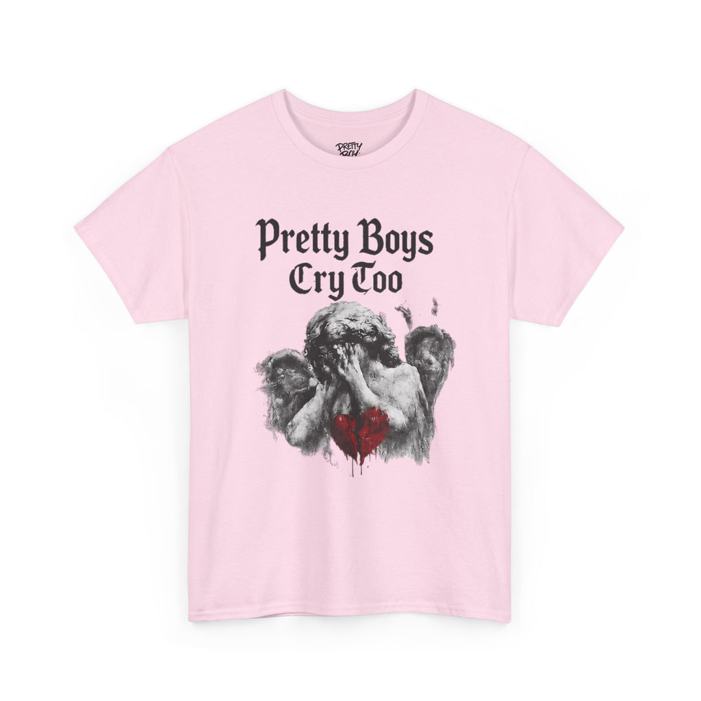 Pretty Boys Cry Too Tee - Gothic Angel Heart Graphic T-Shirt