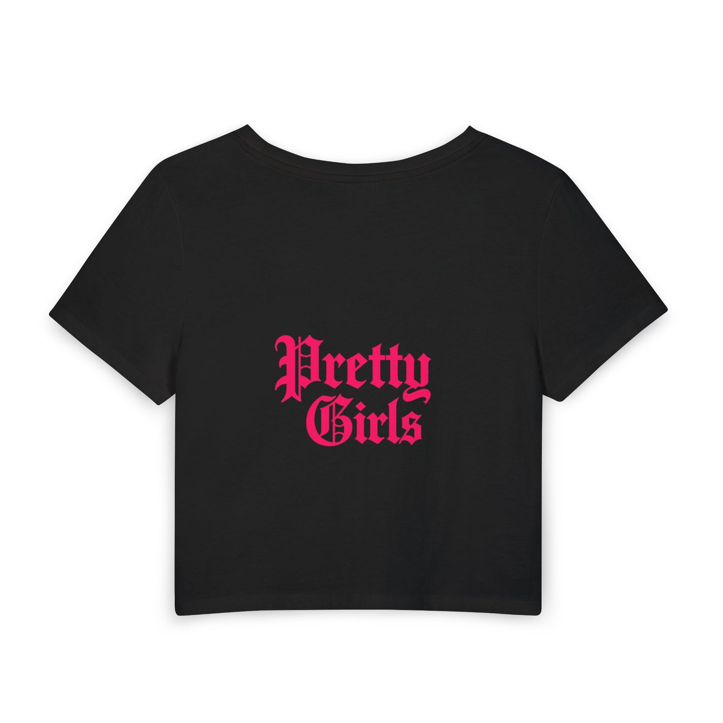 Be Happy "Pretty Girls" Baby Tee — Cute Heart & Butterfly Graphic Crop Top