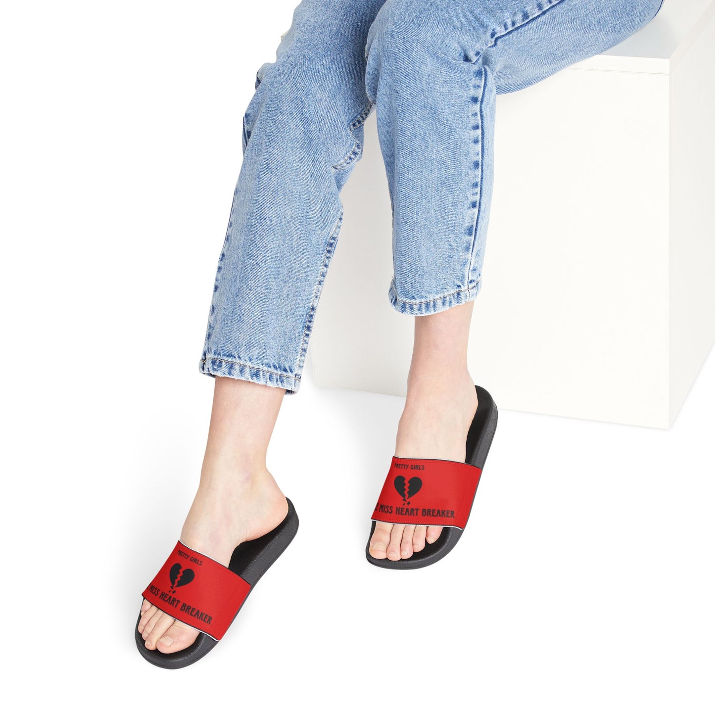 Women's Removable-Strap Slide Sandals — Red Adjustable Pool & Beach Slides