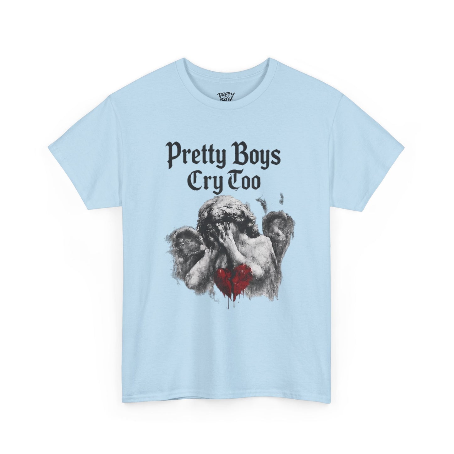 Pretty Boys Cry Too Tee - Gothic Angel Heart Graphic T-Shirt
