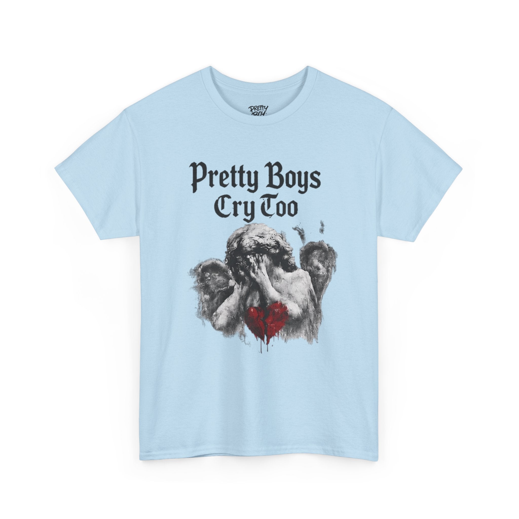 Pretty Boys Cry Too Tee - Gothic Angel Heart Graphic T-Shirt