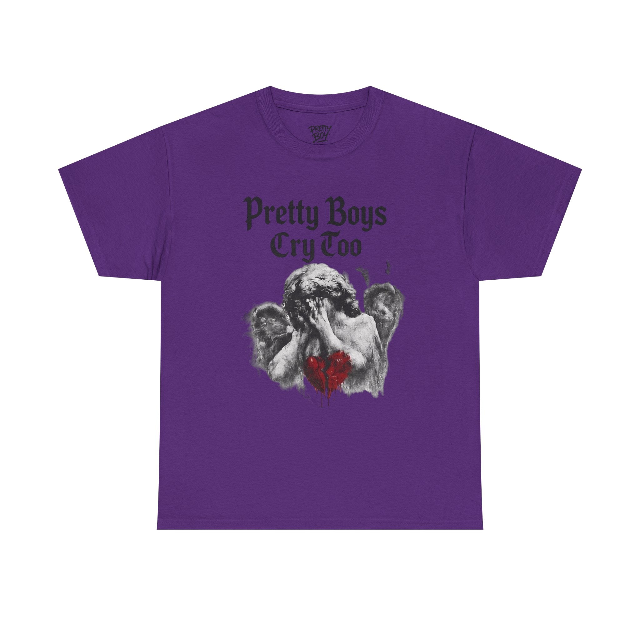 Pretty Boys Cry Too Tee - Gothic Angel Heart Graphic T-Shirt