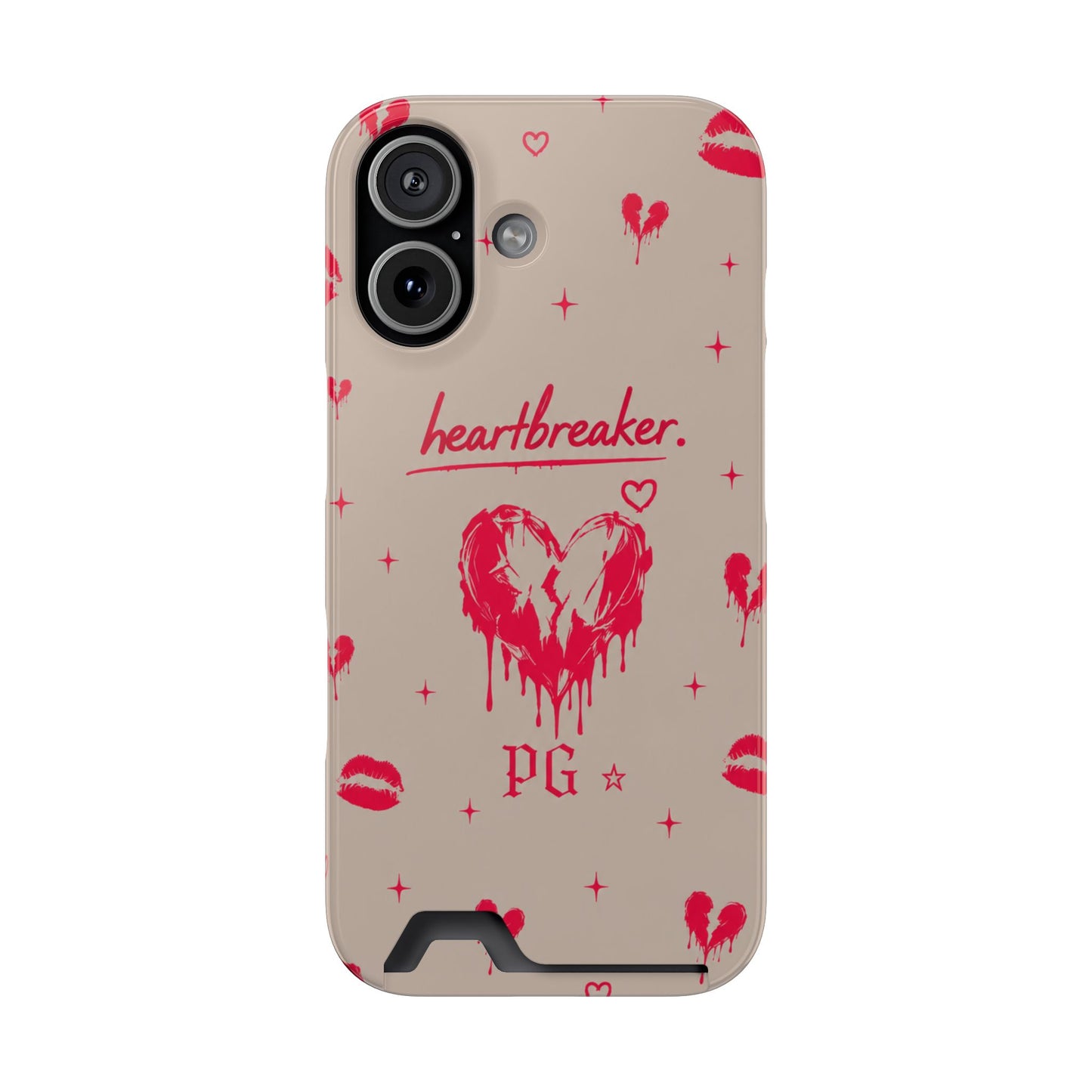 Phone Case with Card Holder — 'headbreaker' Vintage Kiss Pattern Wallet Case