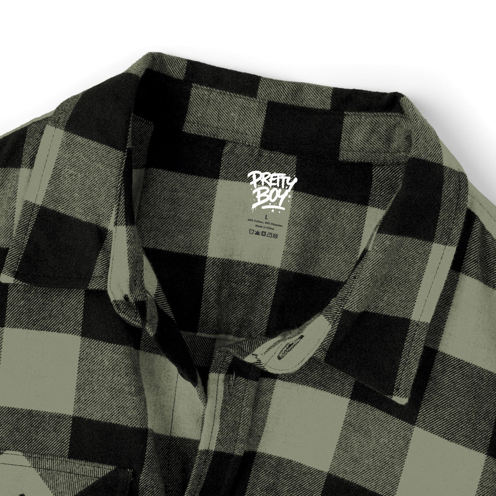 Flannel Shirt — "Walk Alone, Stand Tall" Graphic Plaid Button-Up