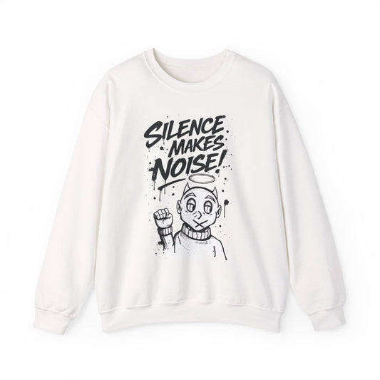 Crewneck Sweatshirt — "Silence Makes Noise" Graphic with "Pretty Boy" Back