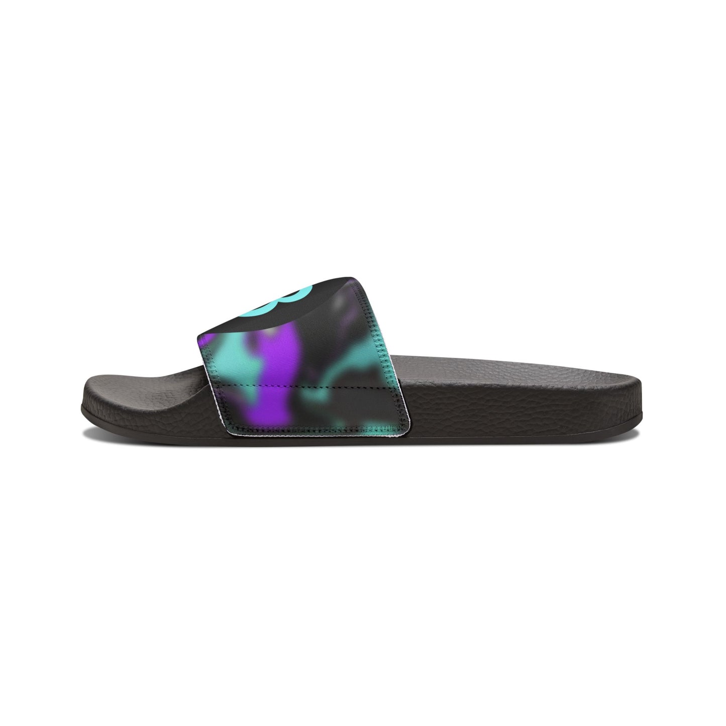 Men's Removable-Strap Slide Sandals — Black Neon Tie-Dye Pool & Beach Slides