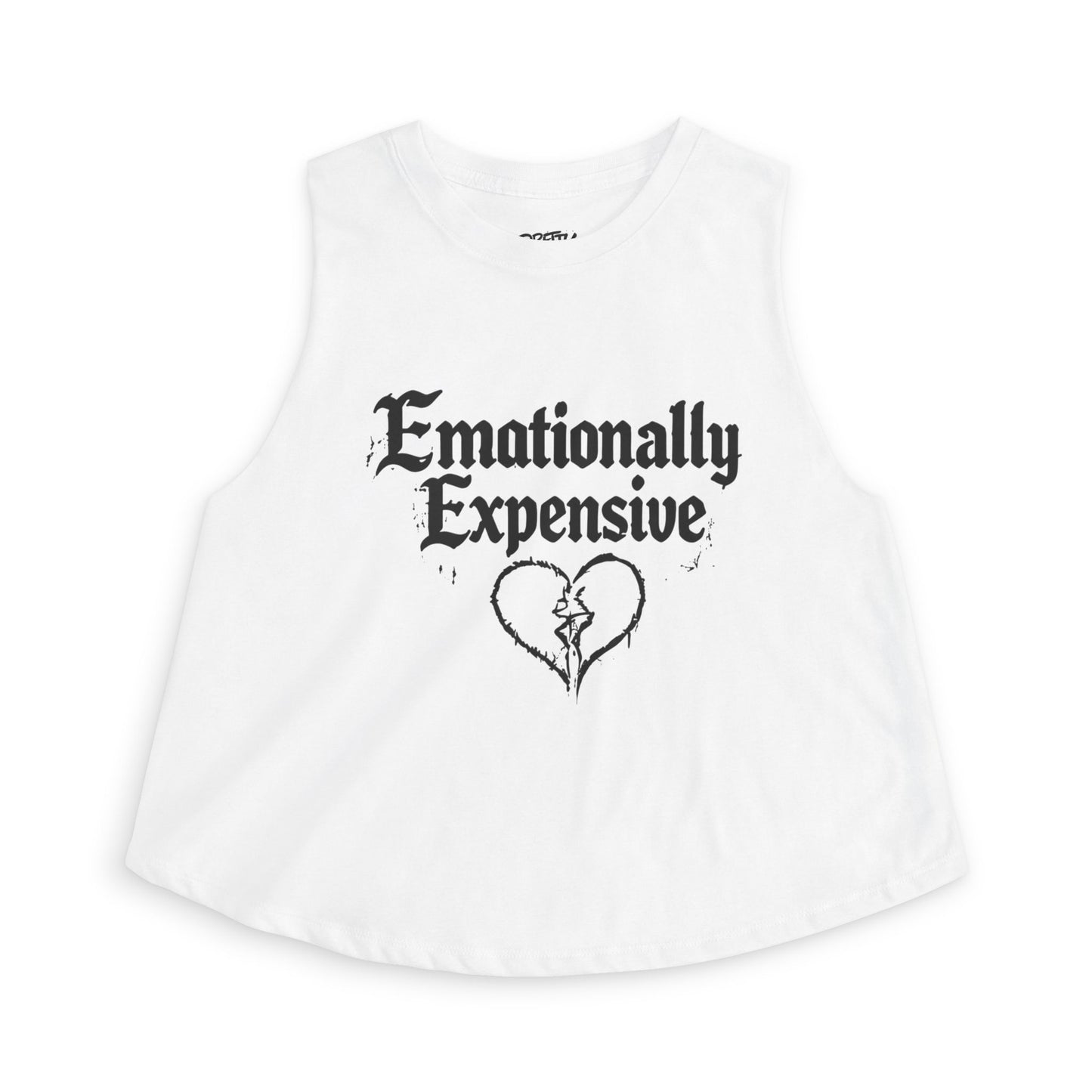 Emotionally Expensive Crop Top — Women's Graphic Tank with Broken Heart