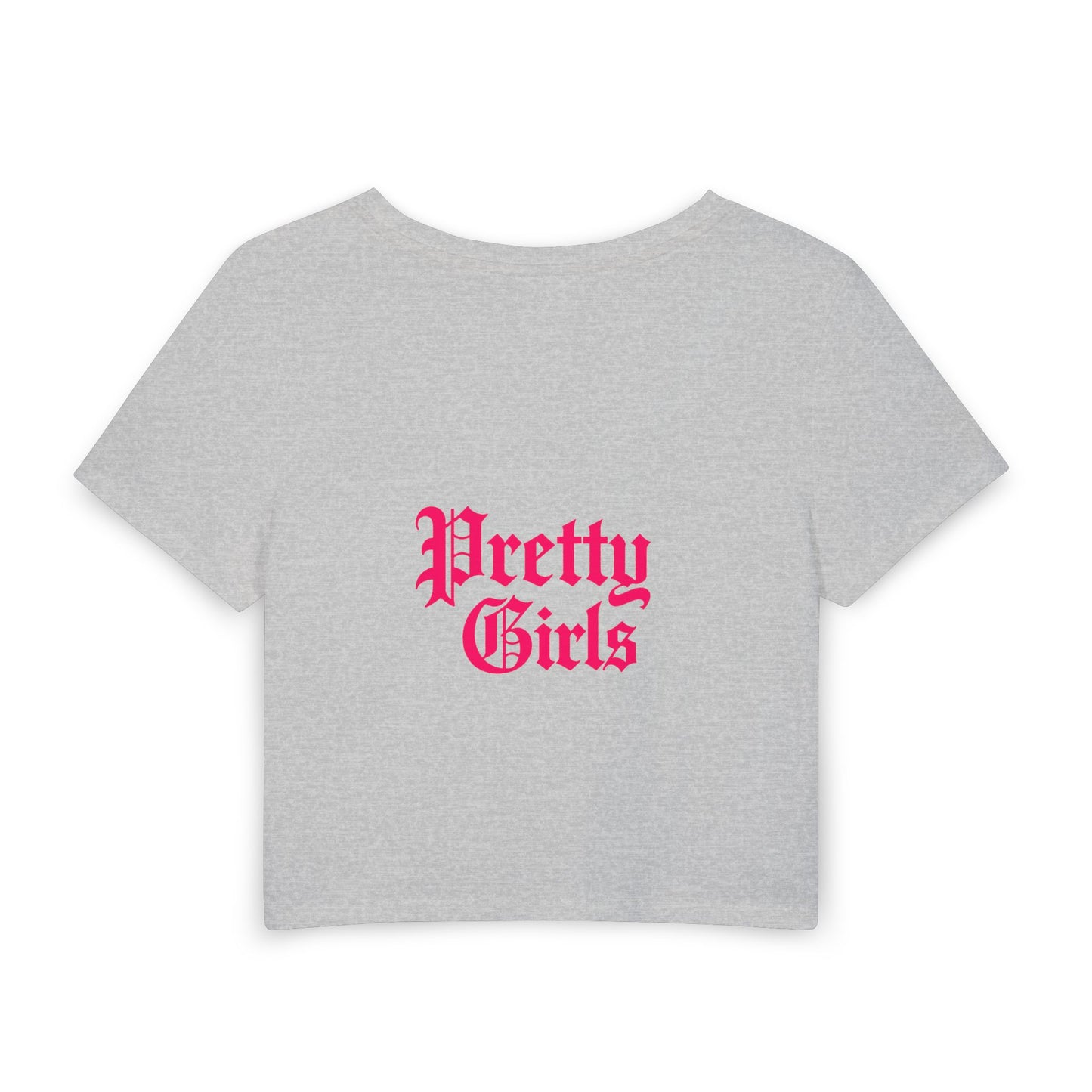 Be Happy "Pretty Girls" Baby Tee — Cute Heart & Butterfly Graphic Crop Top