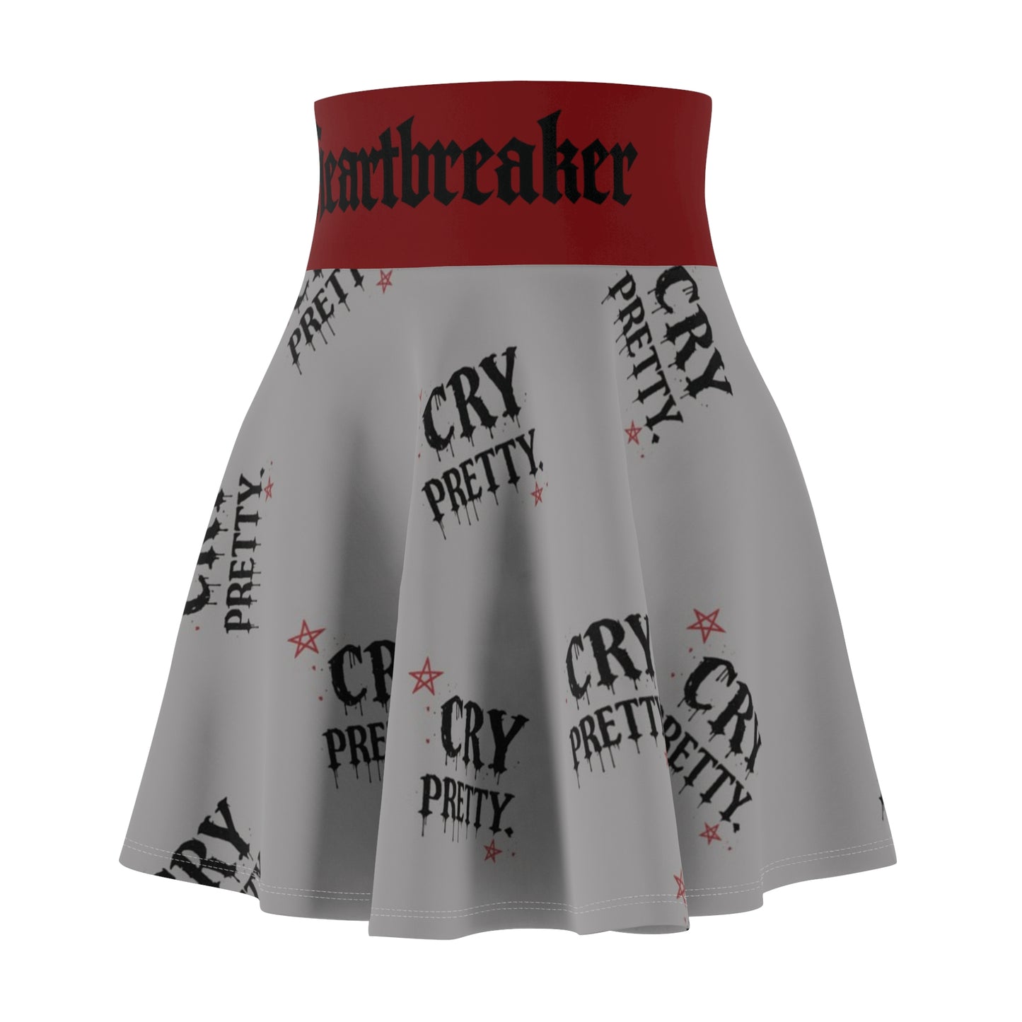 Skater Skirt — “Cry Pretty” Gothic Heart Print
