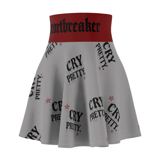 Skater Skirt — “Cry Pretty” Gothic Heart Print