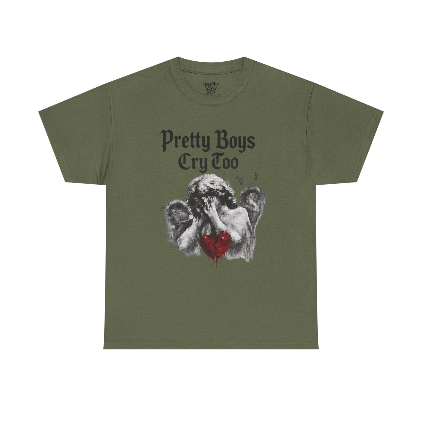 Pretty Boys Cry Too Tee - Gothic Angel Heart Graphic T-Shirt