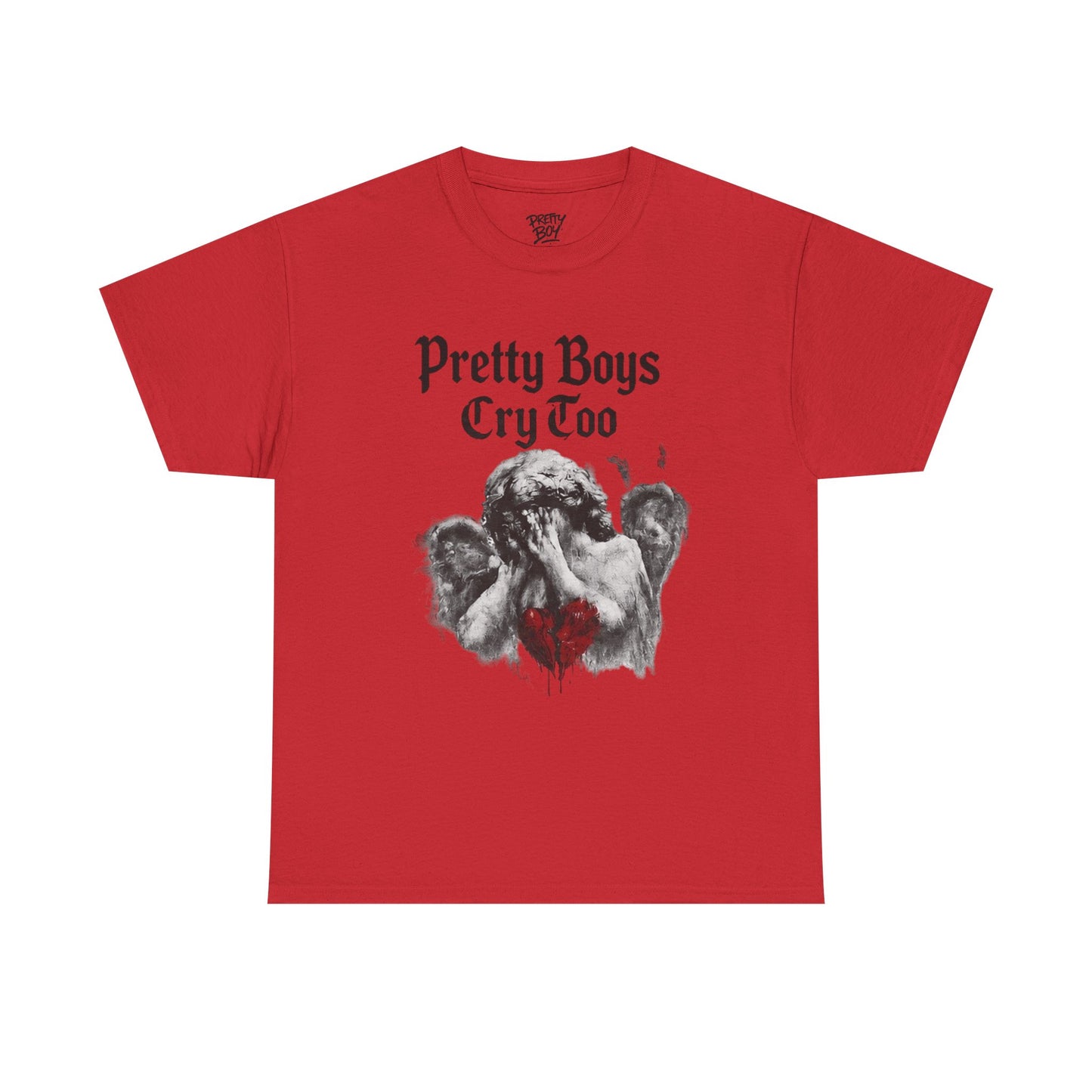 Pretty Boys Cry Too Tee - Gothic Angel Heart Graphic T-Shirt