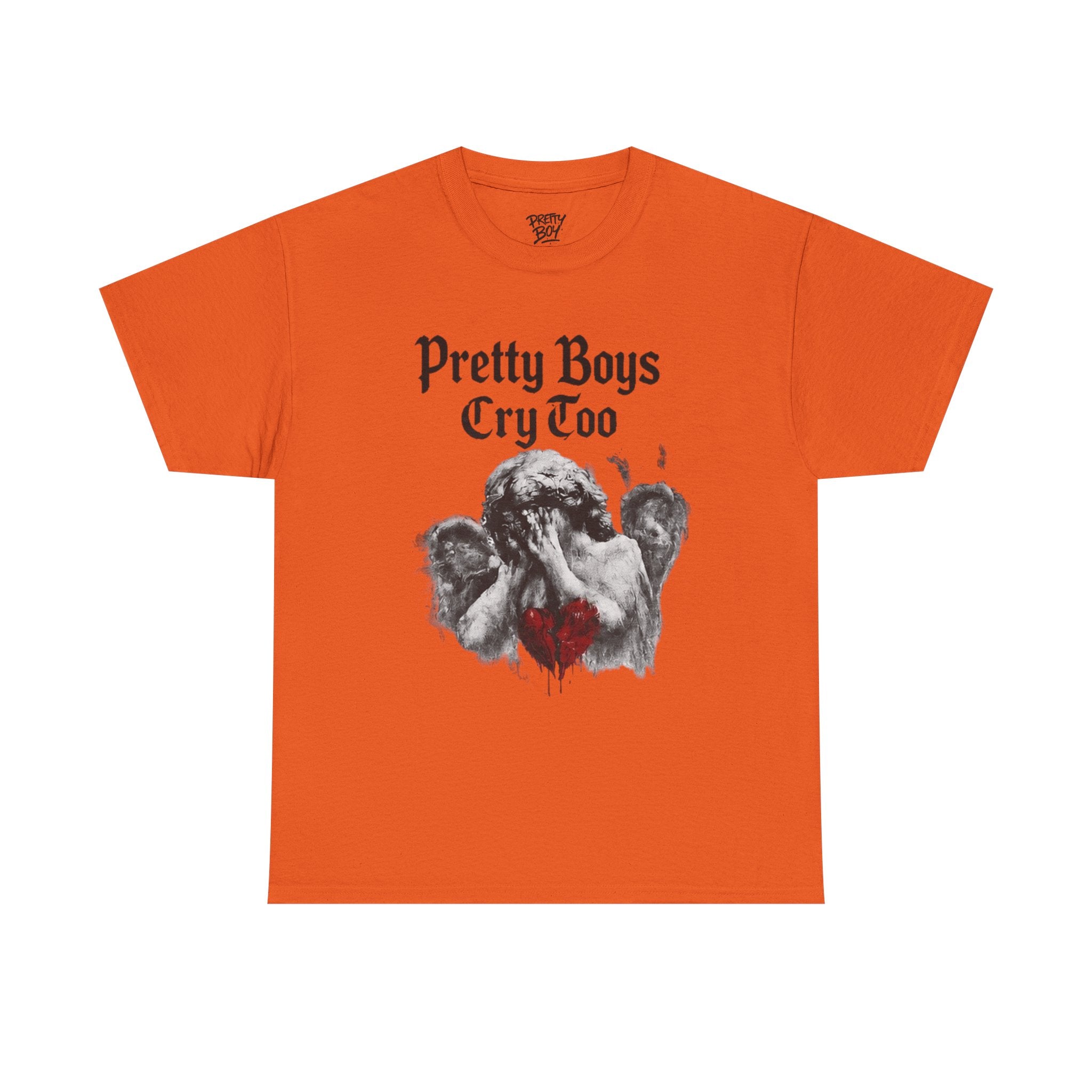 Pretty Boys Cry Too Tee - Gothic Angel Heart Graphic T-Shirt