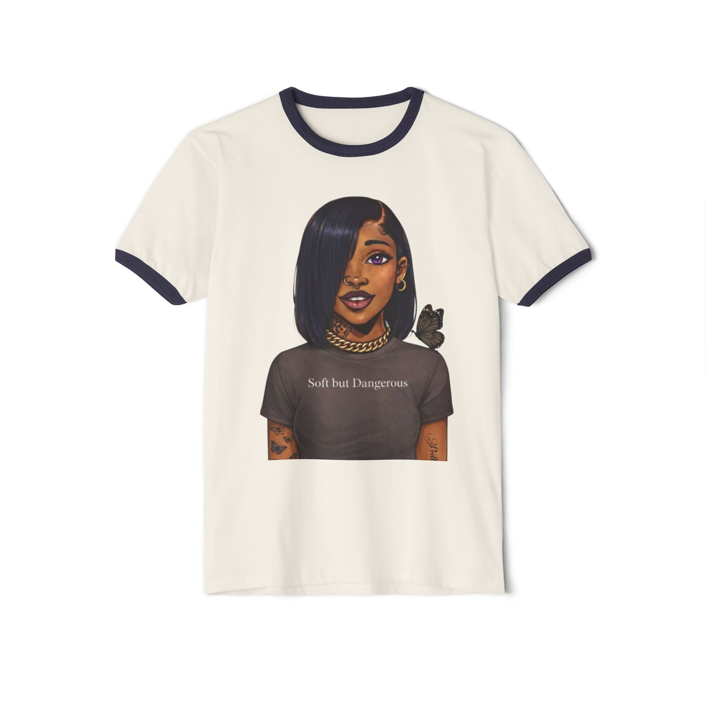 Pretty Girls Ringer T-Shirt — "Soft but Dangerous" Graphic Tee